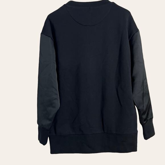 Eleventy Women's Black Crewneck Oversized Satin Pullover Sweatshirt Size S - Picture 3 of 7